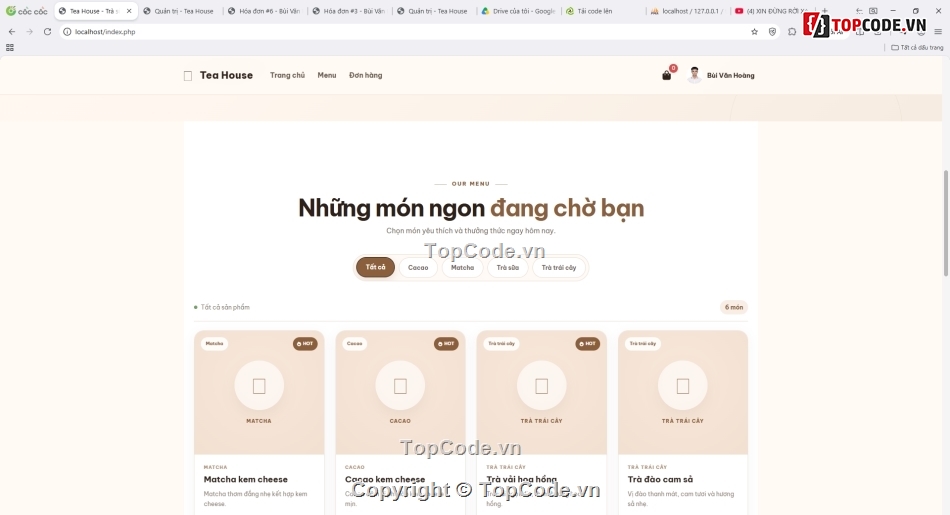 web bán trà sữa,quán lý quán trà sữa,code web bán trà sữa,Sharecode
